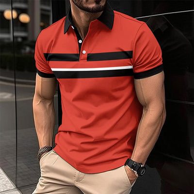 Men's Casual Polo Collar Button Business Digital Printed All-matching Top - ZAAPLI