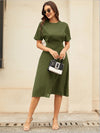 Round Neck Short Sleeve Midi Dress