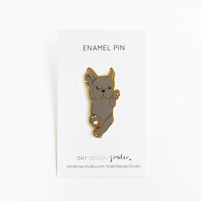 French Bulldog Dog Enamel Pin - Blue - ZAAPLI