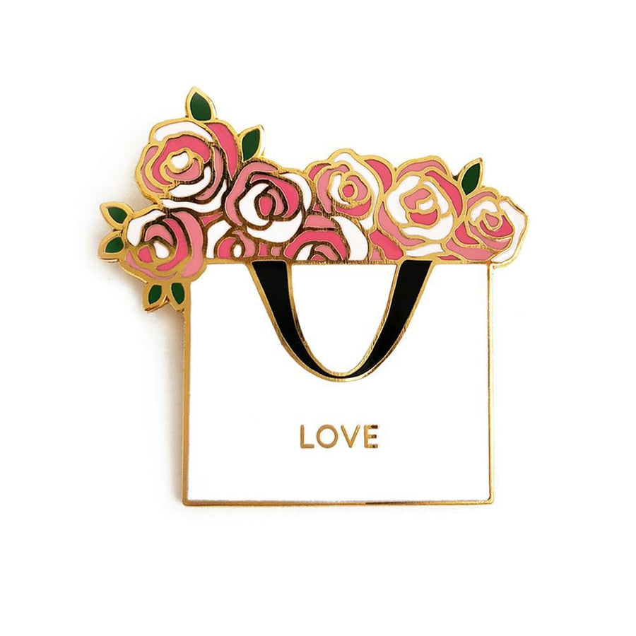 Love Pink Floral Enamel Pin - ZAAPLI