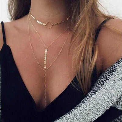 Three Layer Lariat Choker Necklace - ZAAPLI